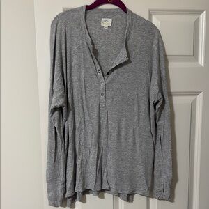 Aerie Gray Long Sleeve Henley Shirt